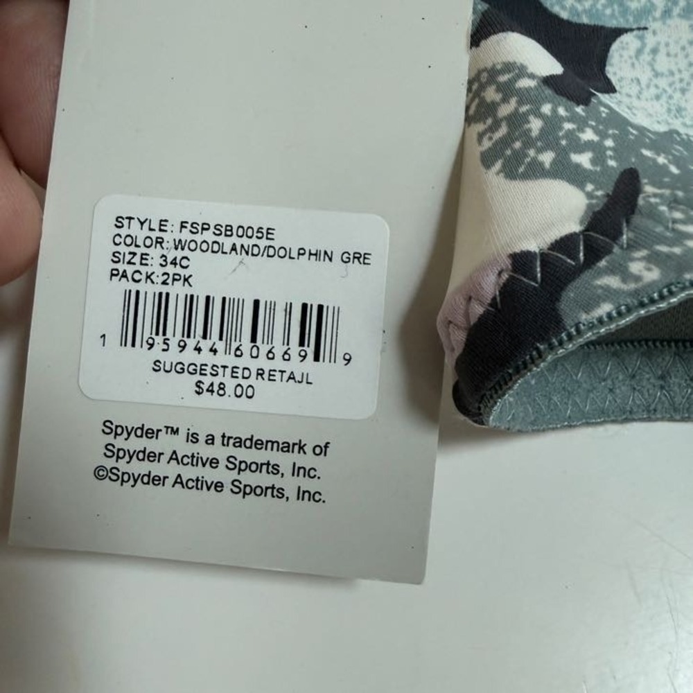 Spyder T-Shirt Bra Woodland Dolphin Grey Women 34C Camo New! - Picture 6 of 7